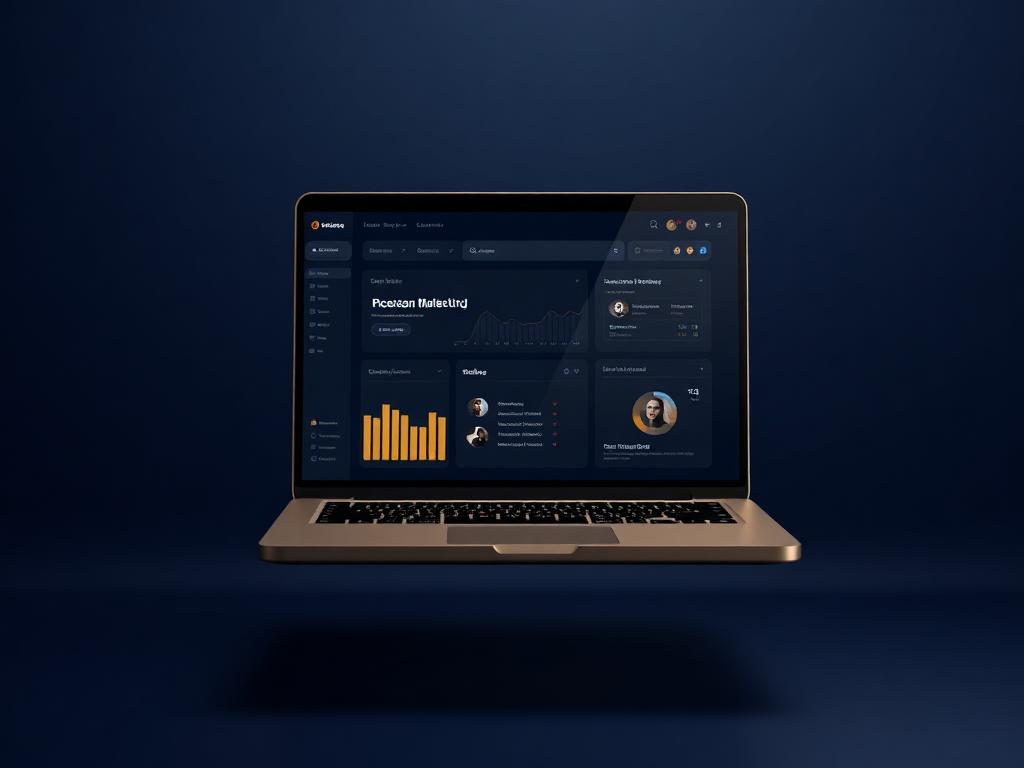 Mockup kursu marketingowego na ekranie laptopa